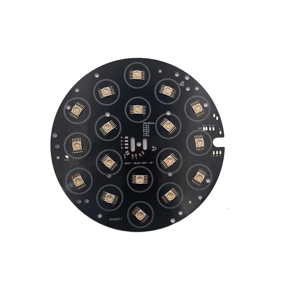 6in1 18X6W RGBWYV ไฟ LED แบบเต็มสี กันน้ำ ตัวเรือนอะลูมิเนียมหล่อ สำหรับงานเวที อะไหล่ซ่อมแผงวงจร PCBA ประเภทสินค้า