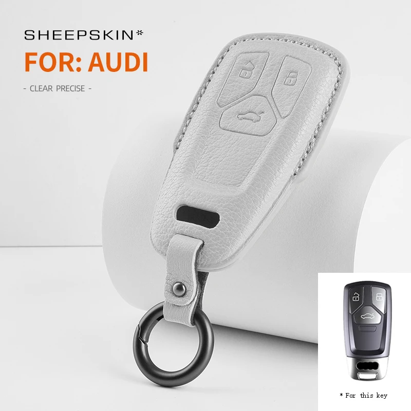 جديد جلد الغنم مفتاح السيارة حماية قذيفة F لأودي A4 B9 A5 Q5 Q7 8 واط S4 S5 TT 8S RS TFSI السيارات مفتاح الملحقات #4