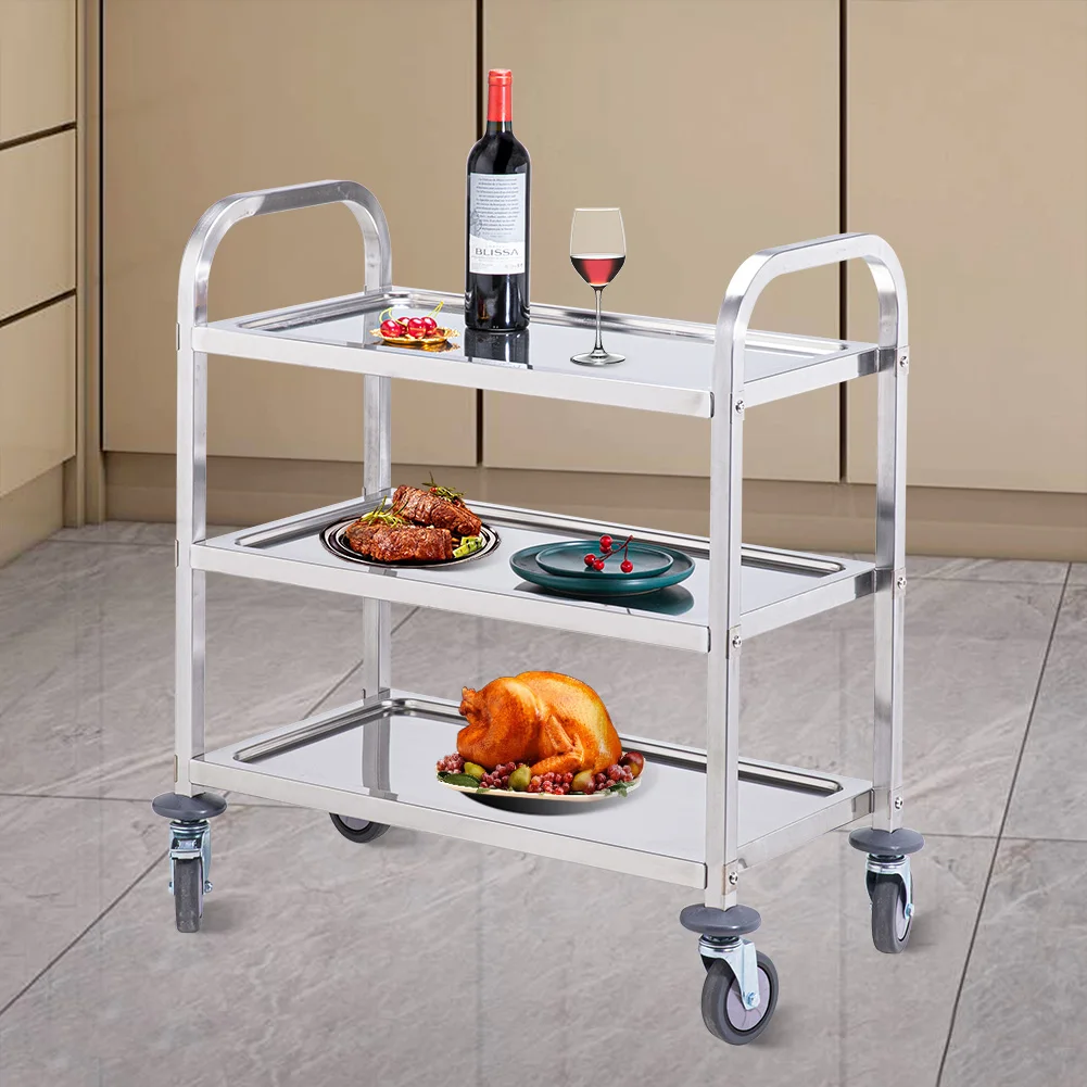 

Stainless Steel Hotel Kitchen Industrial Kitchen 2 4 Tier Storage Rolling Utility Cart Two Tier Trolley