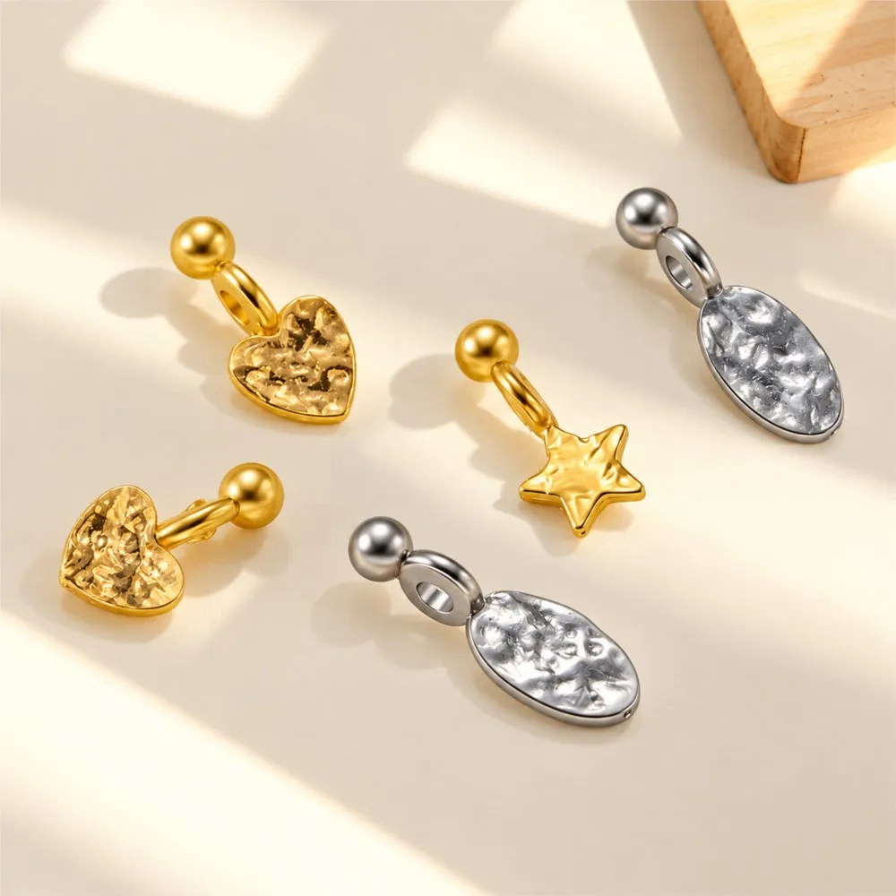 10Pcs Stainless Steel Heart Star Little Charms For DIY Women Bracelet Necklace Crafts Earrings Pendant Jewelry Making Findings