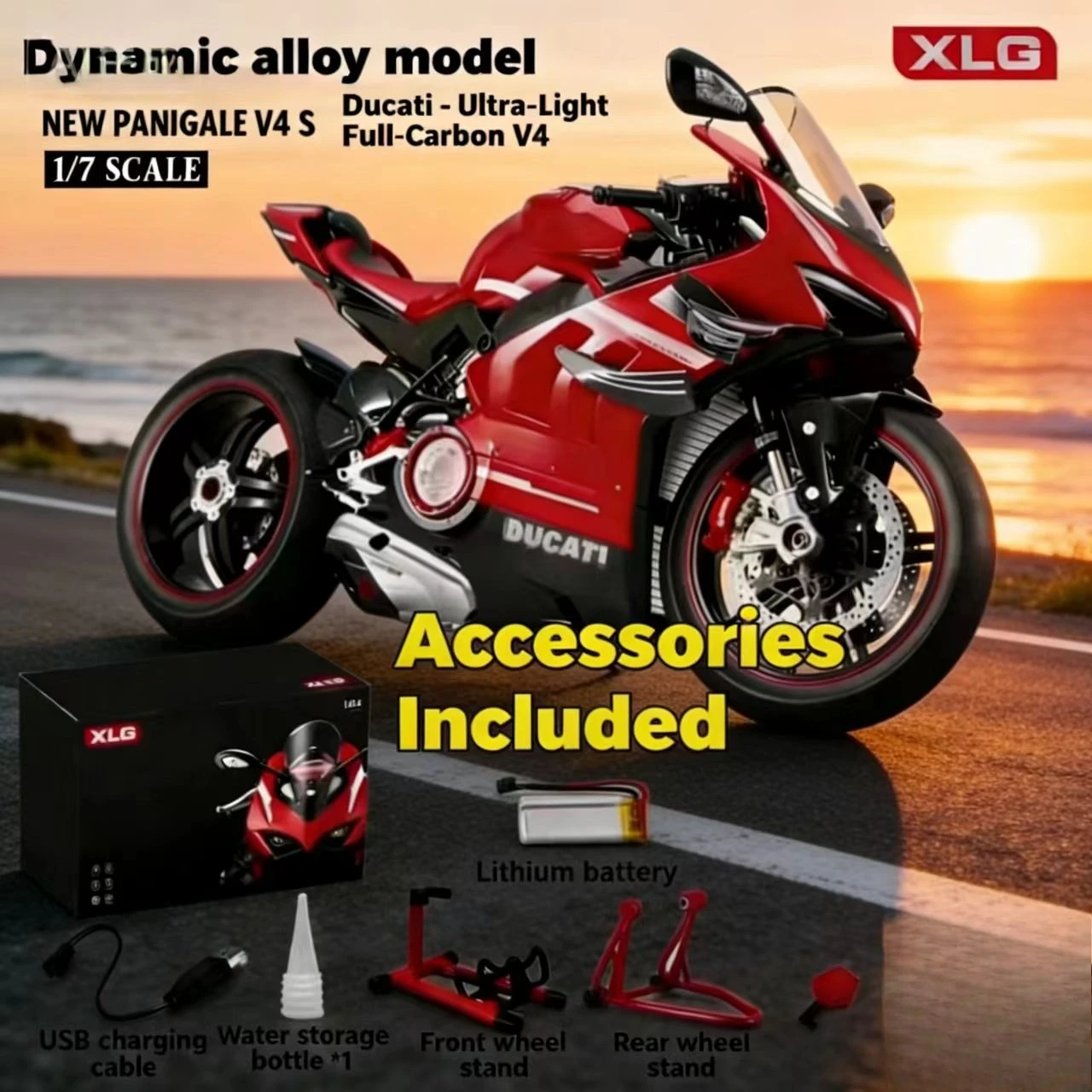 

For Ducati V4s Ignite Start Smoke Effect 1:7 Panigale motorcycle alloy simulation model Large decoration project birthday gift