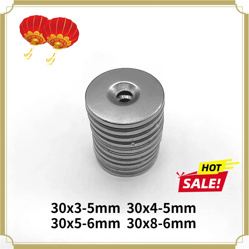 30x3-5mm Strong Rare Earth Magnets Disc 30*4- 5mm Round Countersunk Neodymium Powerful Magnetic Magnet 30x6-5mm 30*8-5