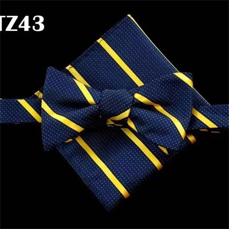 SHENNAIWEI gravata borboleta Silk Self Bow Tie Jacquard Woven Men Wedding Bow tie Pocket Square Handkerchief Suit Bowties Set