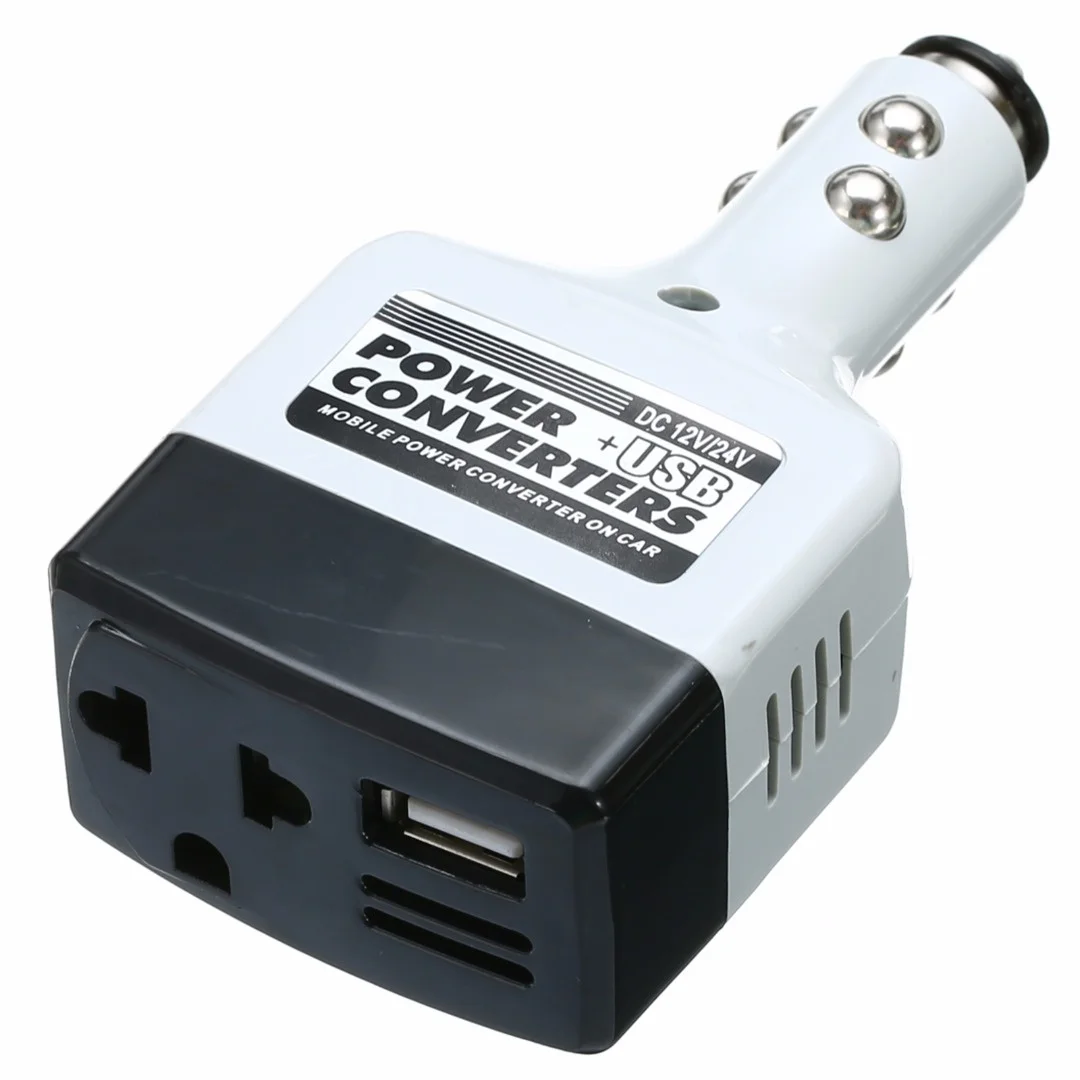 DC 12V/24V to AC 220V Car Charge Power Outdoor Converter Adapter Charger USB Inverter