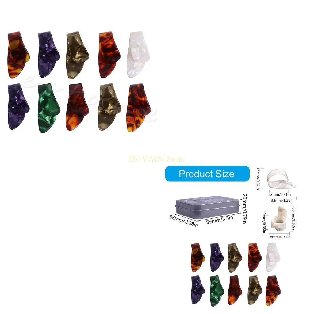 

M5TC 10Pcs Celluloid Guitar Thumb Picks Finger Plectrum Band Mix Color Liparite Set