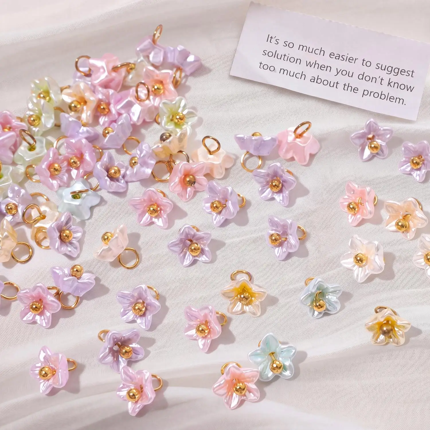 

5Pcs/lot 6.5mm Resin Imitation Pearl Mini Five Petal Flower Shape Pendants Small Cute Charms For Jewelry DIY Handmade Making