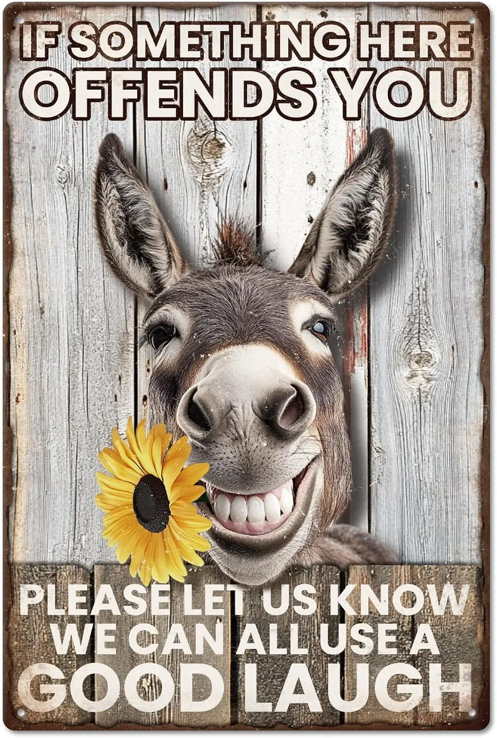 GLOBLELAND Donkey Vintage Metal Tin Sign 12x8inch 