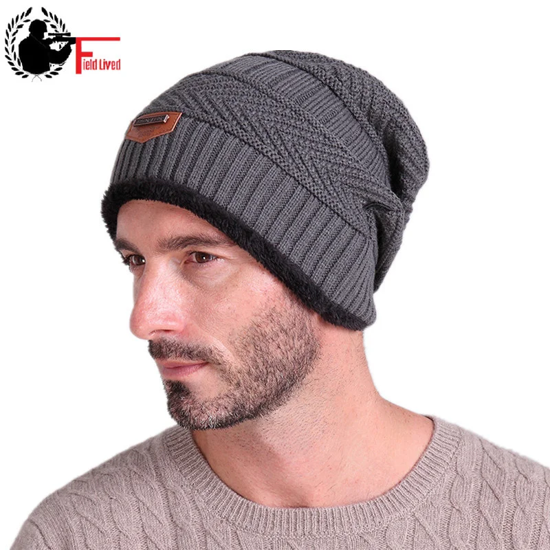 

Winter New Labeling Knit Cap Plus Velvet Turban Fur Casual Unisex Women Men Outdoor Beanie Hooded Ear Ski Warm Hat Gray