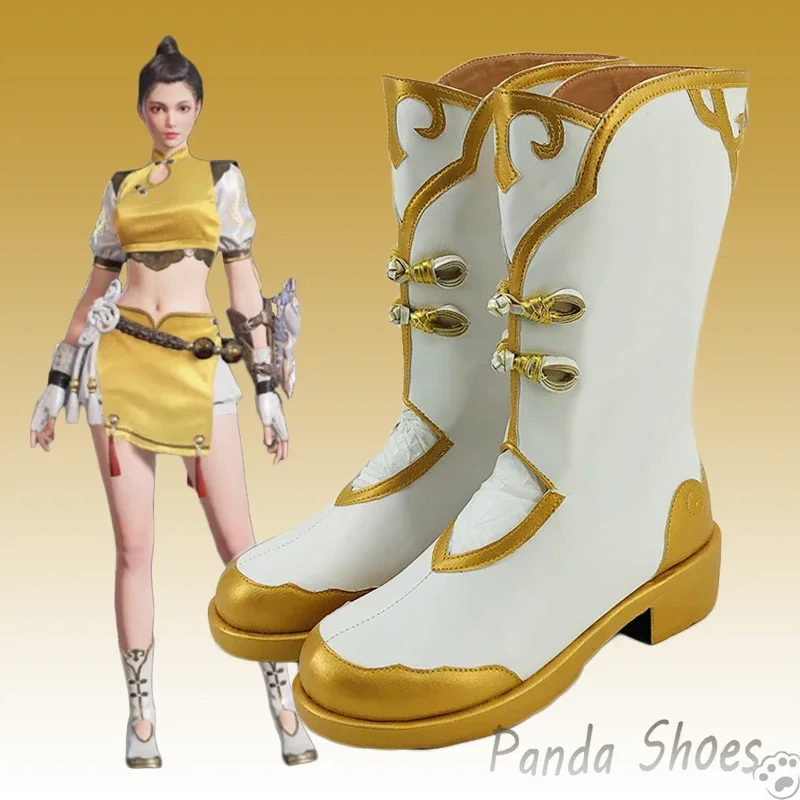 

Naraka Bladepoint Kurumi Cosplay Shoes Anime Game Cos Long Yellow Boots Kurumi Cosplay Costume Prop Shoes for Halloween Party