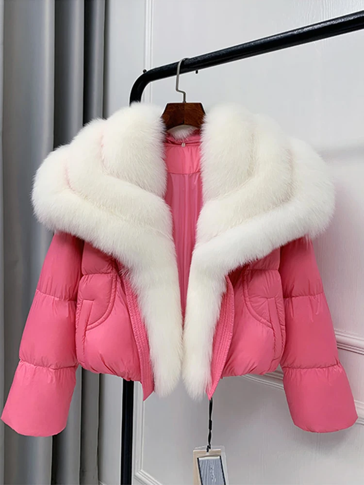 

Winter Women's Warm Goose Down Jacket With Real Fox Collar Thick Women Coat Luxury Outwear Female Coat