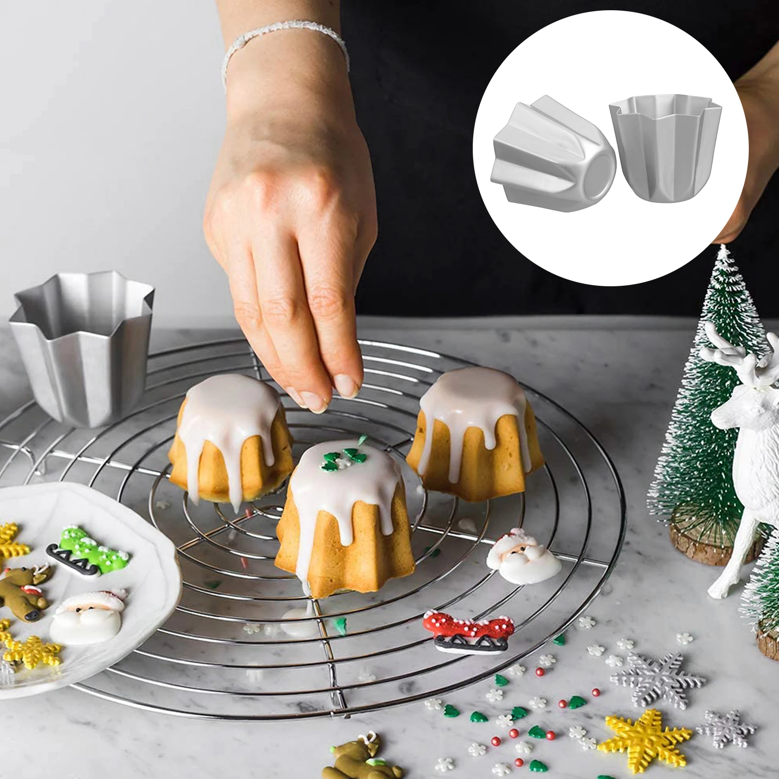 

2Pcs Octagonal Cake Mold Aluminum Alloy Baking Molds Cupcake Easy Demould Clean Home Professional Gifts Dessert