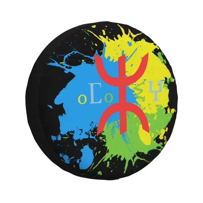 

Custom Amazigh Flag Spare Tire Cover for Jeep Toyota Mitsubishi Berber Proud Tifinagh 4WD 4x4 SUV Car Wheel Protector