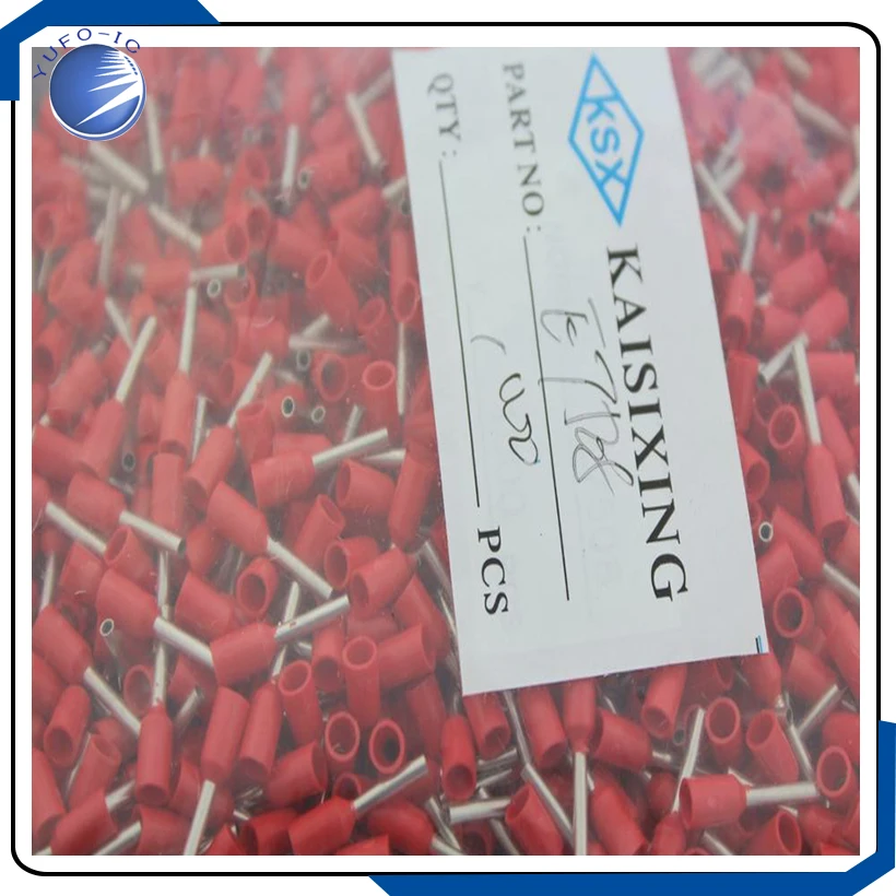 1000pcs/lot  E7508 cold pressed terminal block type tube type insulated terminal copper nose terminal 1000