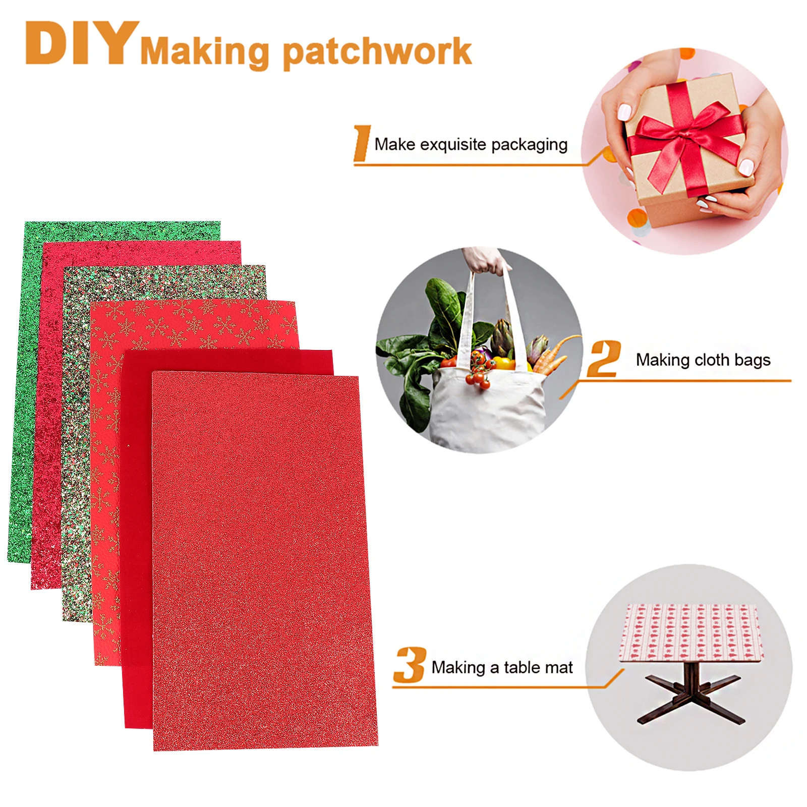 

6 Sheets Christmas Fabric Craft Artificial DIY Earrings Making Set Printed Xmas Decor Labels Holiday Accessories