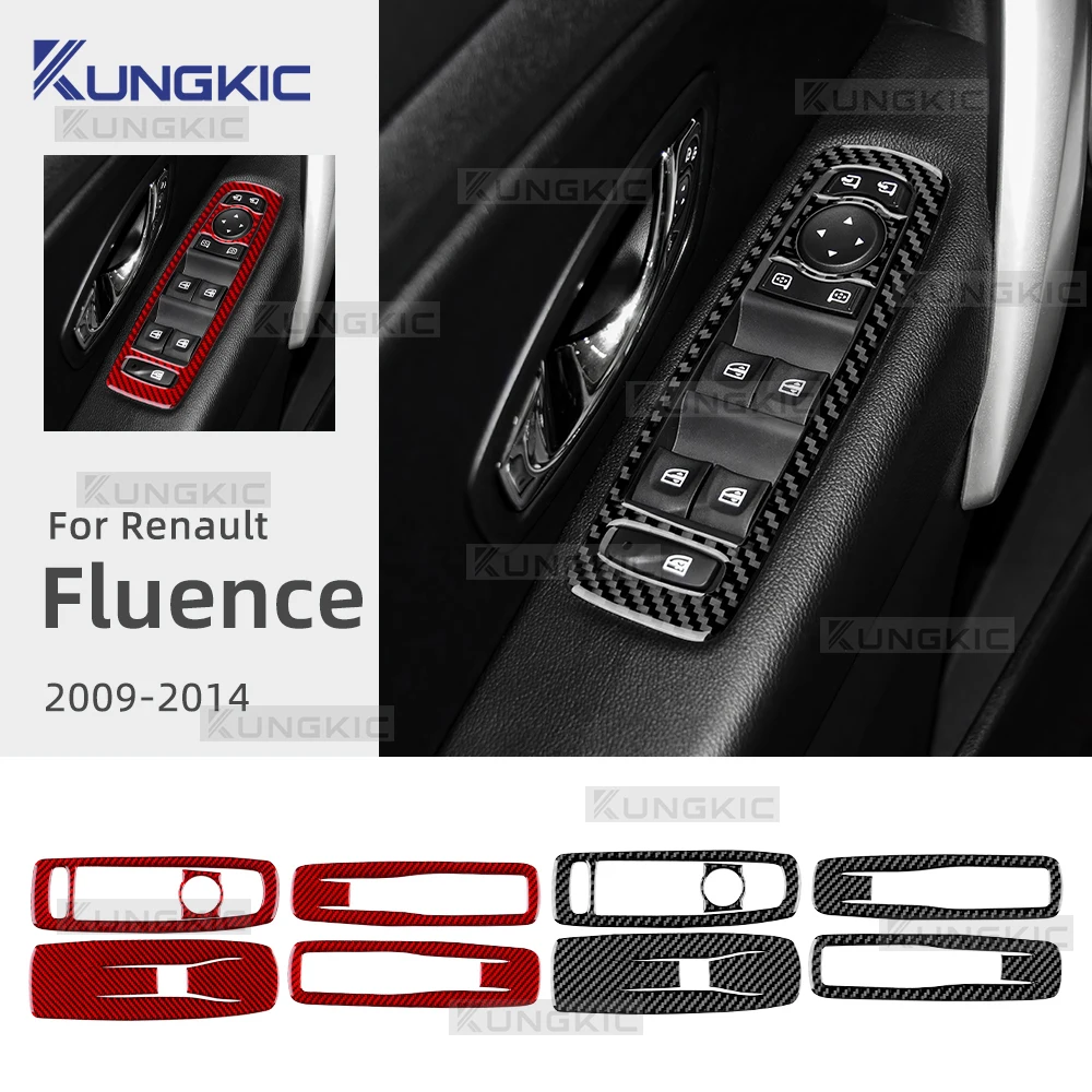 Adhesivo para marco de elevalunas de fibra de carbono suave para Renault Fluence Megane 3 (2009, 2010, 2011, 2012, 2013, 2014, LHD, versión de 4 puertas)