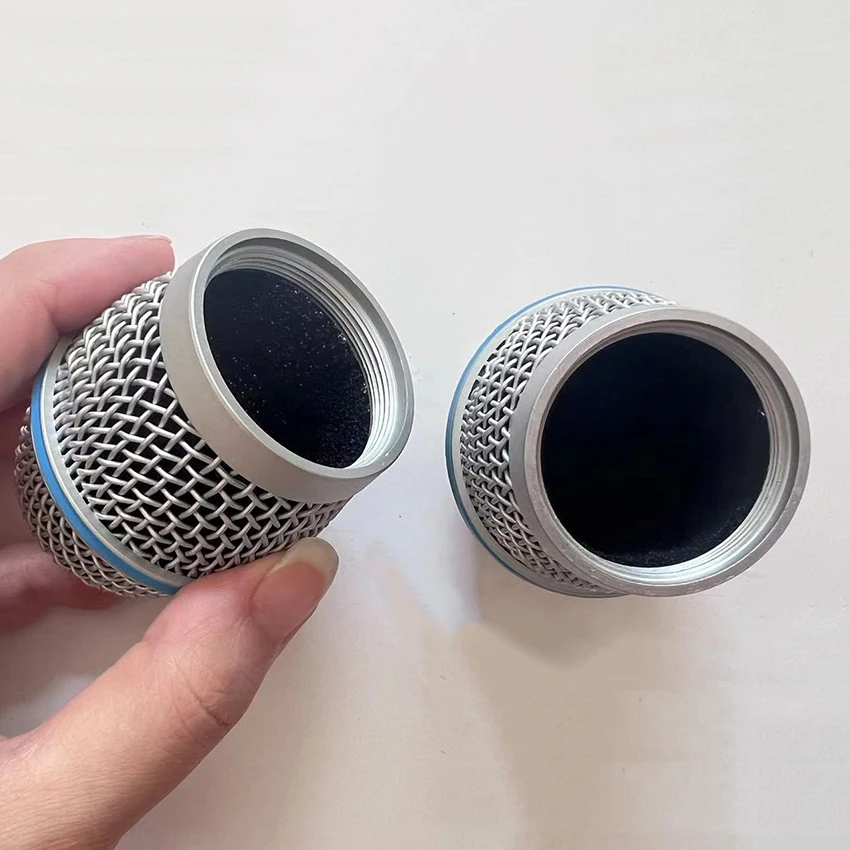2pcs Replacement Microphone Grilles Blue Ring Silver Mic Metal Mesh Cover for SHURE Beta87A Wireless Microphone Accessories - view 6