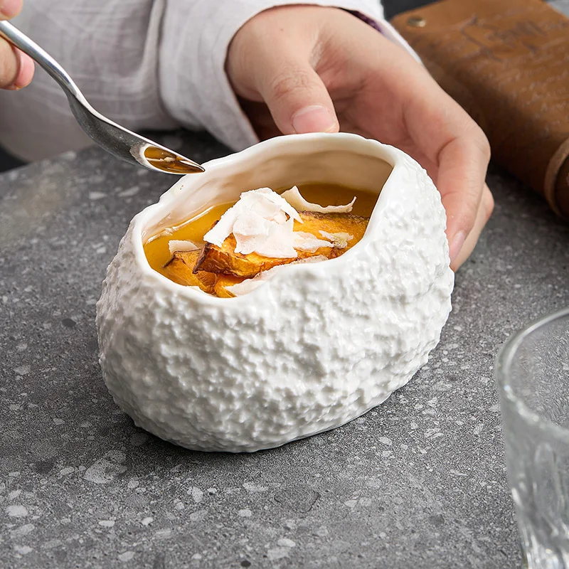 

Rock Texture Egg Bowl Creative Dessert Bowl for Hotel Restaurant Molecular Cuisine