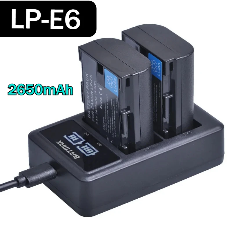 1-4pcs LP-E6N LP-E6 Replacement Battery 7.4V 2650mAh for Canon EOS 6D 7D 5D Mark II III IV 5D 60D 60Da 70D 80D 90D 5DS R5 R6