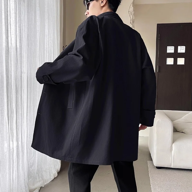 

Trench Coats Olive Mens Big Reflecting Bench Male Dark Wool Lined Long-Slevee Regular Elegant Autumn Spring Solid Unisex Simple