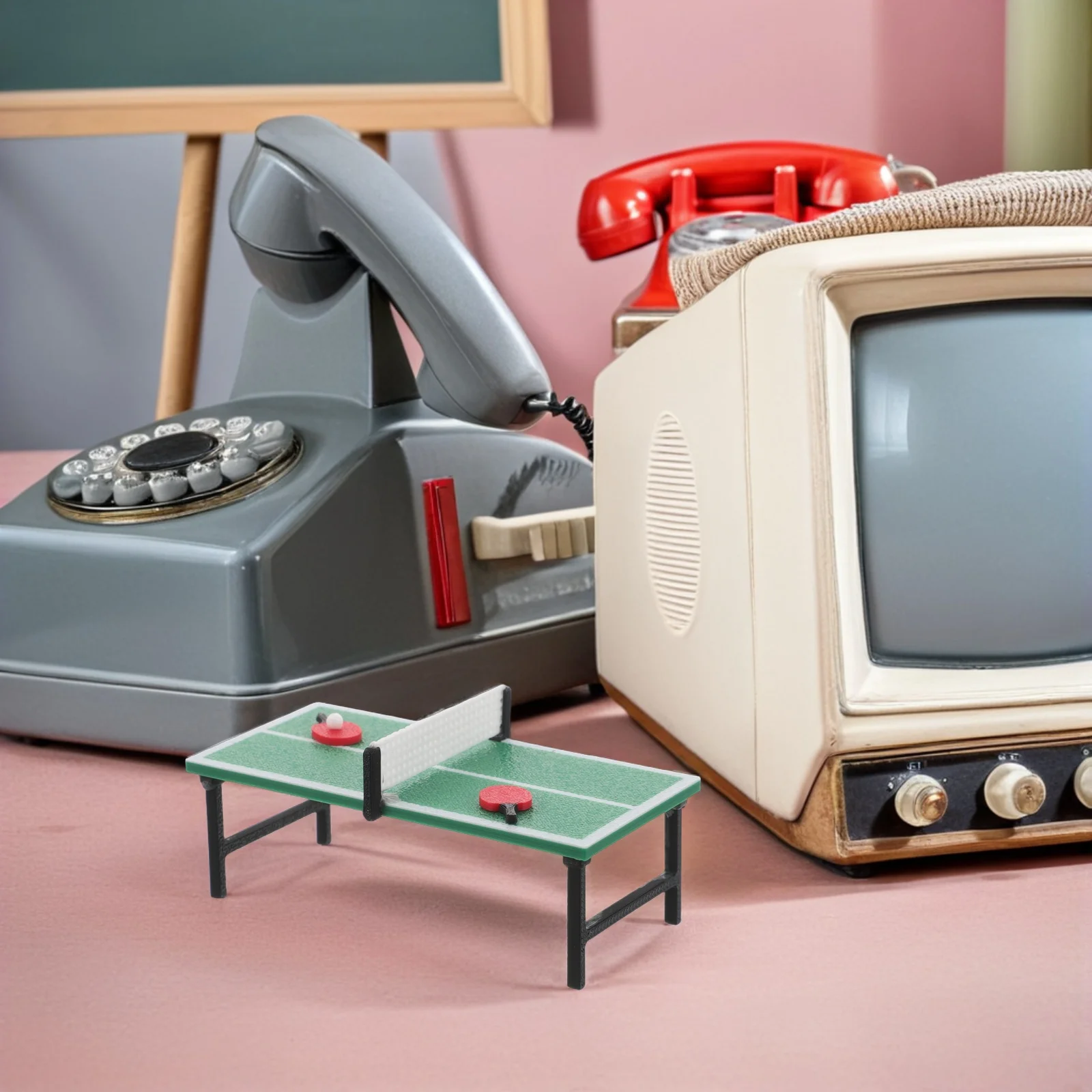 1 Zestaw Miniaturowy Zestaw do Tenisa Stołowego Realistyczny Design Mini Dom Sprzęt Sportowy Replika DIY Meble do Domku dla Lalek Stół