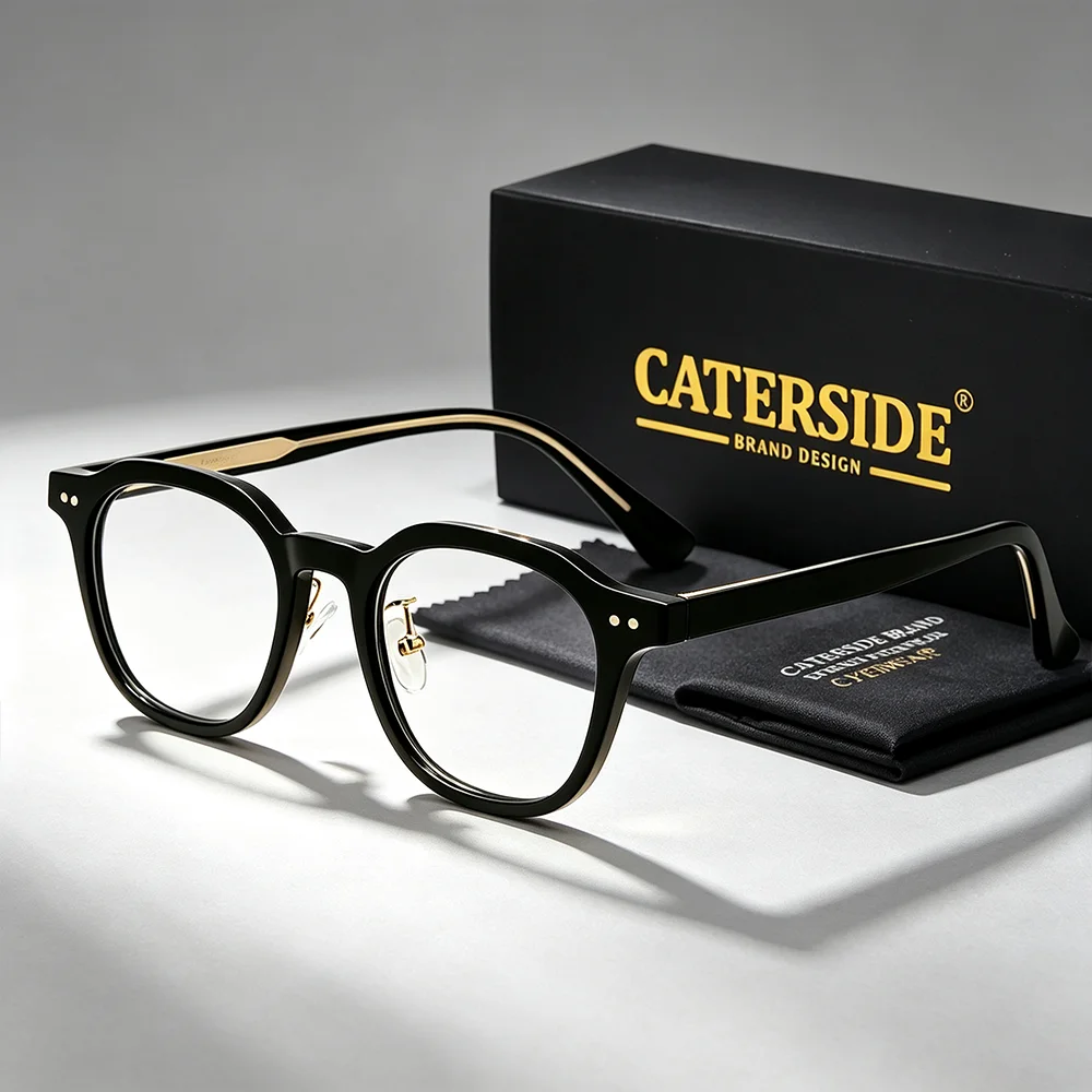 CATERSIDE  Men Blue Light Glasses Propionate Pin Temple Soft Silicone Nose Pads Glasses Fashion Women Office Reading Eyewear