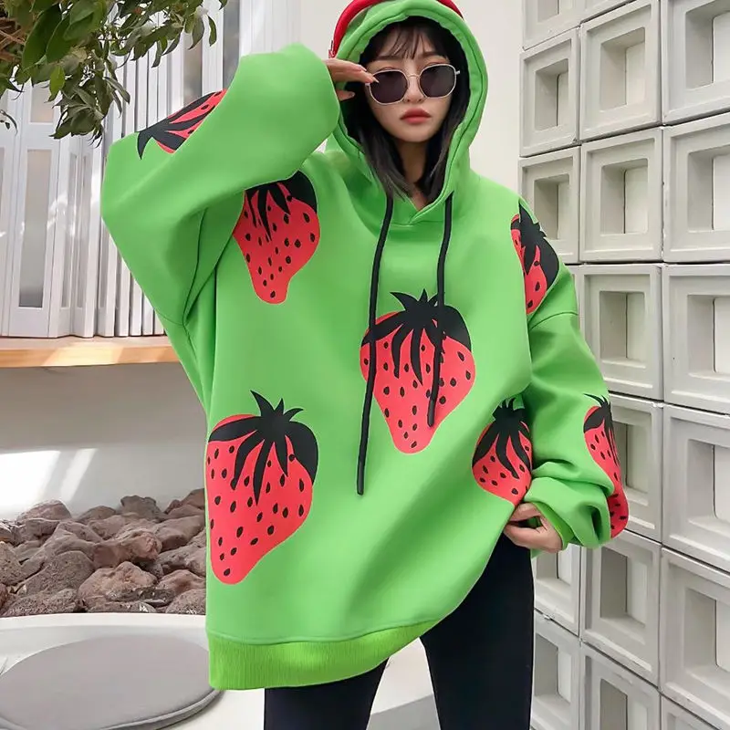 Lange mouw bedrukte vrouwelijke capuchon top jaren 90 vintage hoge kwaliteit Koreaanse kleding jaren 2000 casual Kpop Emo dames hoodies sweatshirts