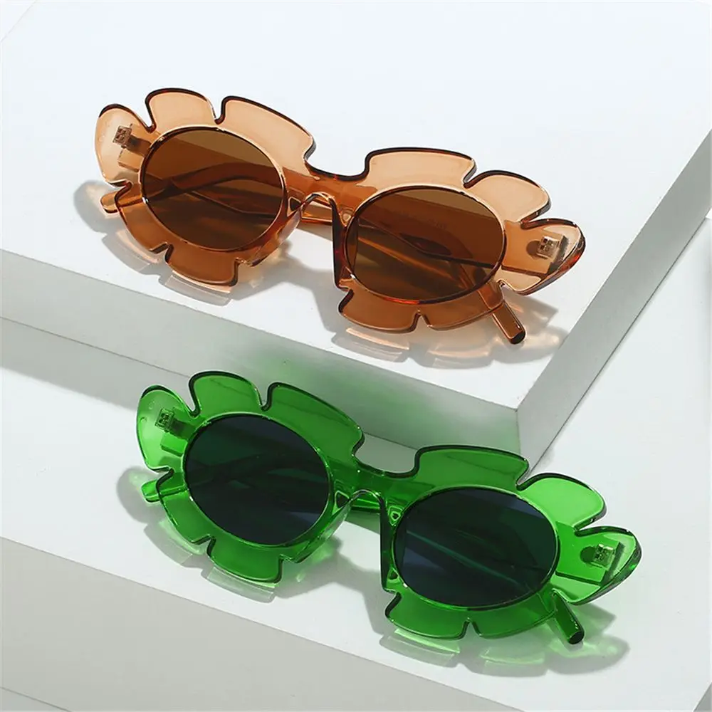 Flower Shape Cat Eye Sunglasses For Women Trendy Retro Sun Glasses Colorful Beach Glasses Shades Eyewear Streetwear Accessory