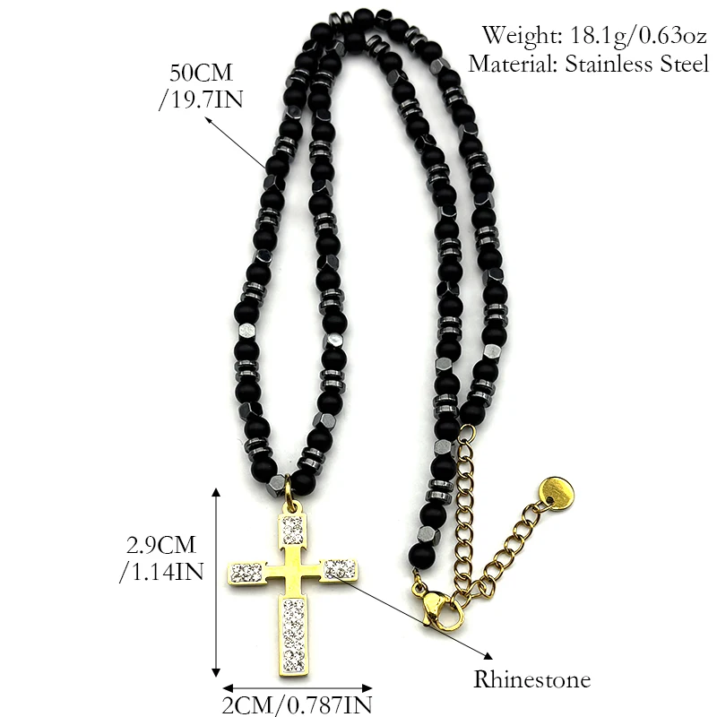الدين الصليب حجر الراين سلسلة عنق للنساء الرجال الفولاذ المقاوم للصدأ الذهب اللون العصرية حفل زفاف القلائد مجوهرات الإكسسوار