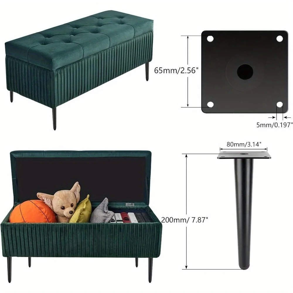 Set of 4 Furniture Legs Straight Tapered Metal Leg Matte Black Mid-Century Modern Furniture Feet for Cabinet Sofa Couch Table