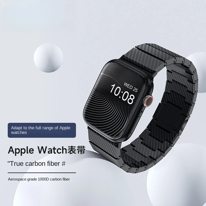 Carbon Fiber Watch Stra For Apple Watch Series 9/8/7/6/5/4/SE/Ultra - Lightweight Durable iWatch Strap with Quick Release Buckle