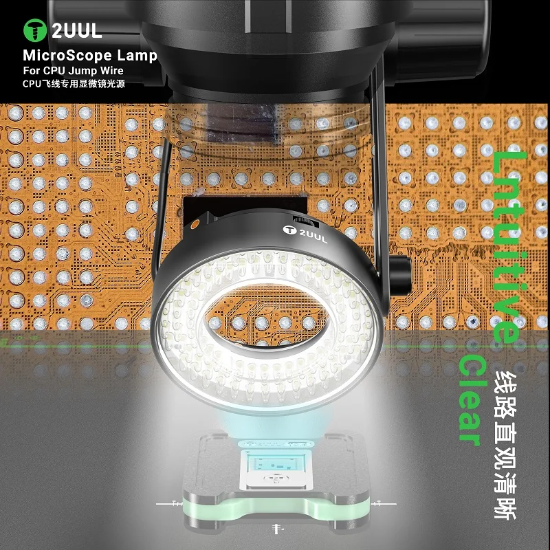 

2UUL MS96 Microscope Lamp 96 LED Bead CPU Jump Wire MultiAngle Adjustable Protective Intuitive Clear Illumination for PCB Repair
