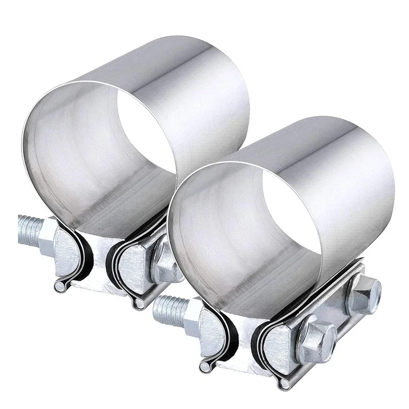 2 Pcs Car Exhaust Butt Joint Band Clamp 57mm 63mm Auto Exhaust Manifolds Rear Exhaust Connectors for 2.25 inch OD Pipe