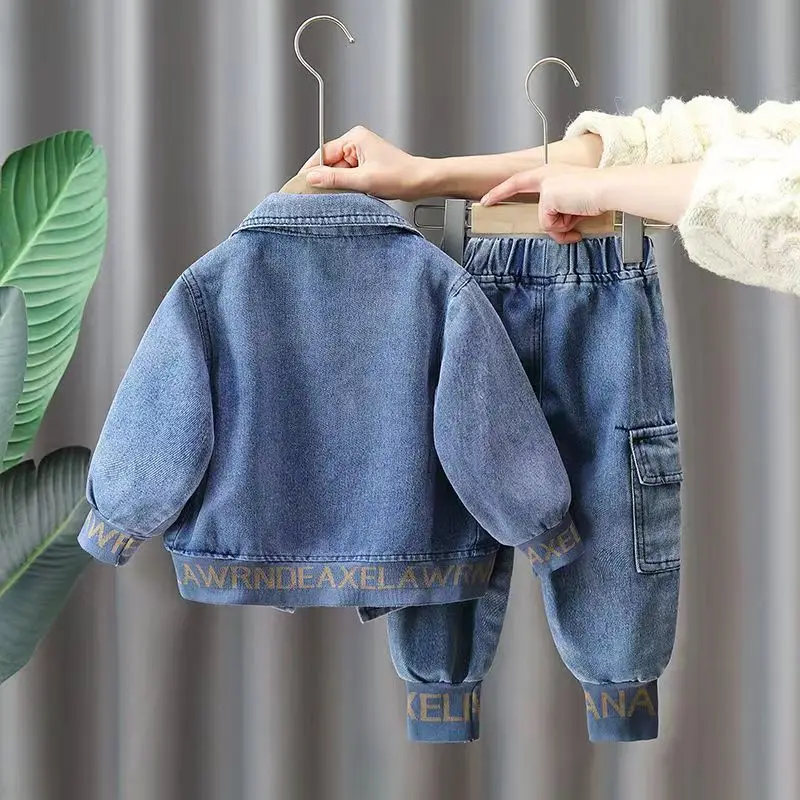 Kids Boys Clothing Set Spring and Autumn New Children\'s Casual Jacket Jeans Two Piece Set Girl Baby Korean Version Casual Set