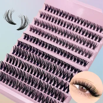 ขนตา 8-16 มม.200 PCS Cluster Lashes ธรรมชาติดูผสมถาด DIY Eyelash EXTENSION Volume Lash กลุ่มขนตายาว