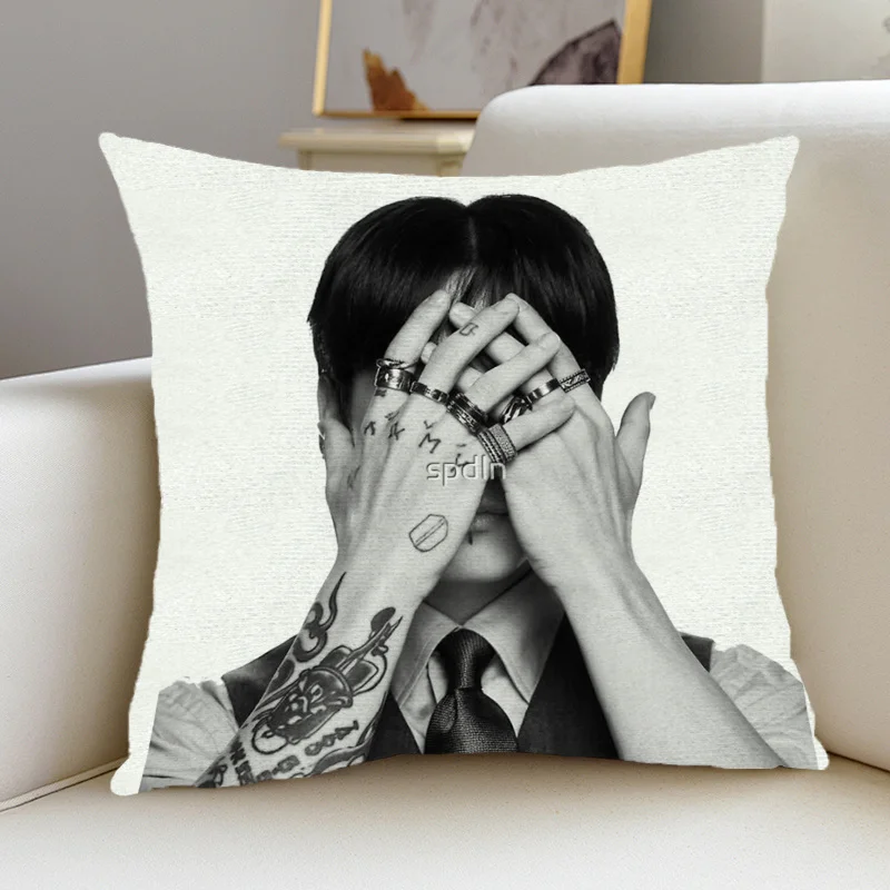 1 Stück J-Jungkook A-Arirang Muster bedruckter quadratischer Kissenbezug, geeignet für Wohnzimmer, Schlafzimmer, Büro, 2D doppelseitiger Druck – Detail 2