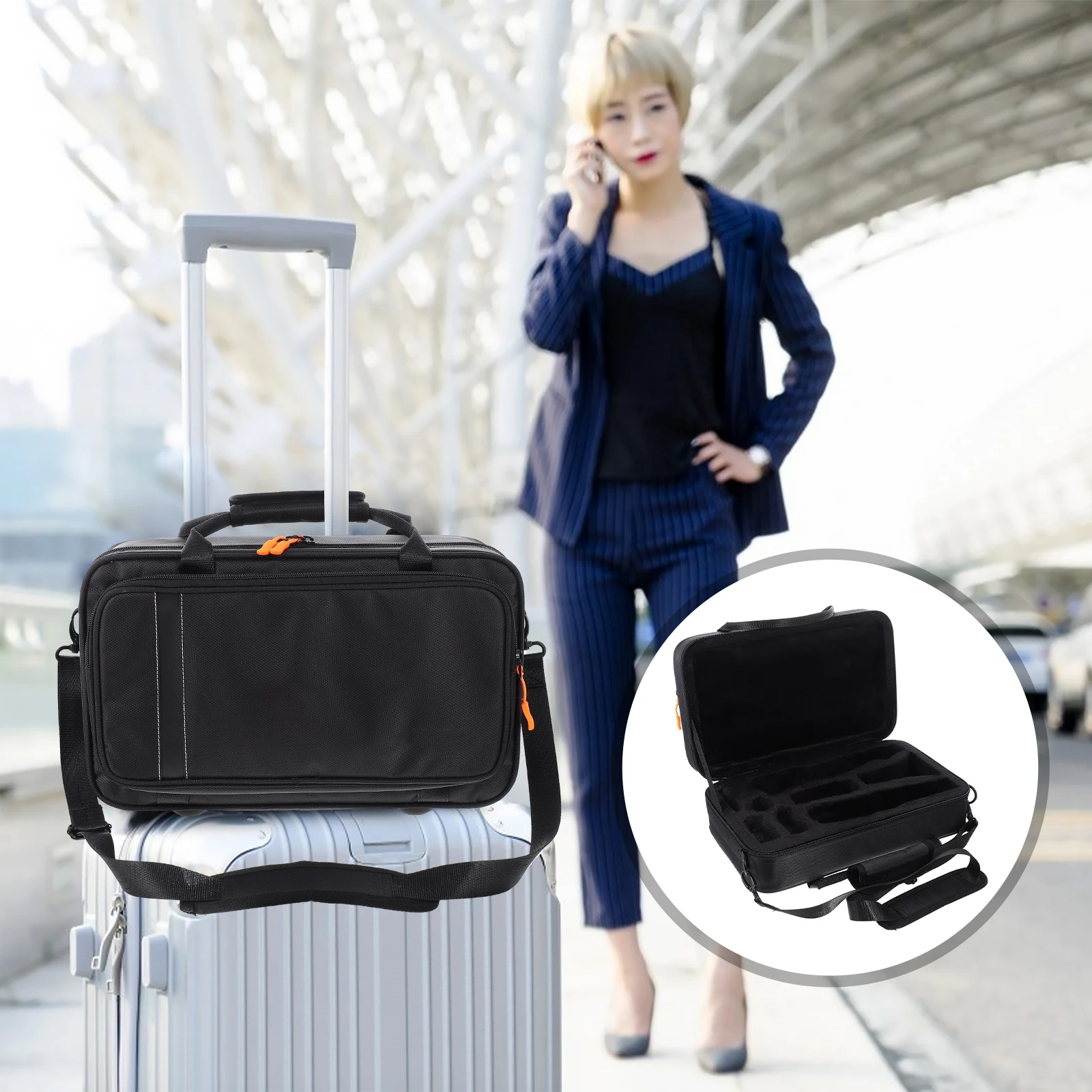 

1pc Bag Portable Hard Shell Oxford Backpack Gig Instrument Black Durable Stain Resistant Scratch Protection Long for Carrying