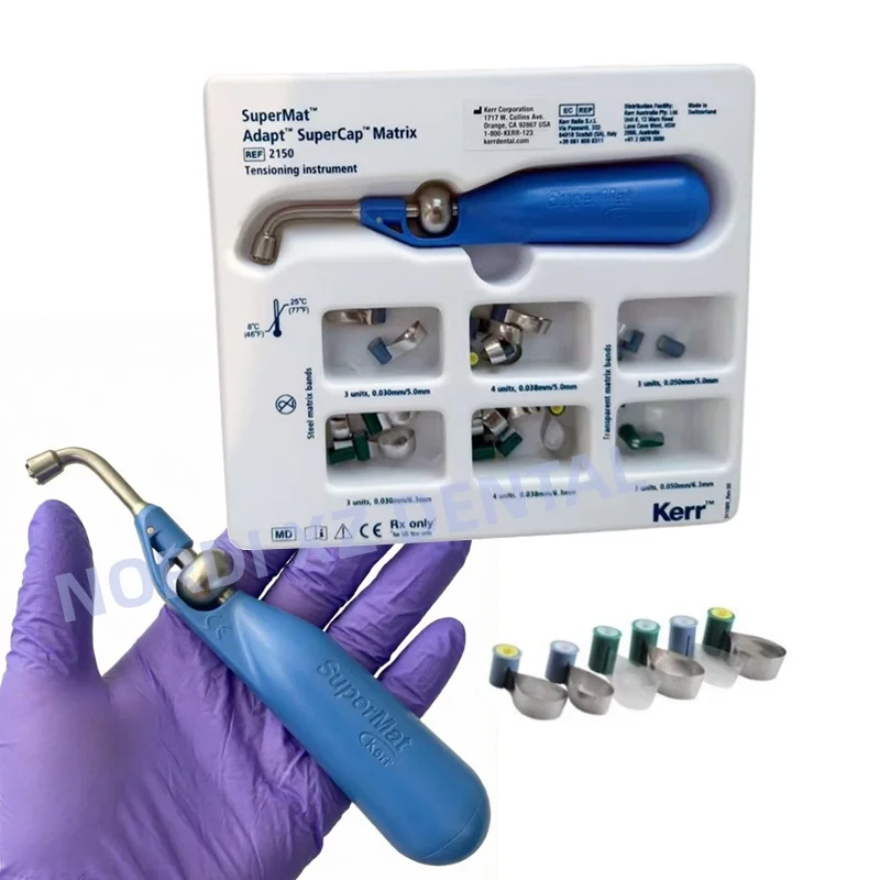 Kerr SuperMat Universal Matrix Tensioning System Dental Adapt SuperCap Matrix Bands NO.2150 Double-Side Contoured Metal Matrices