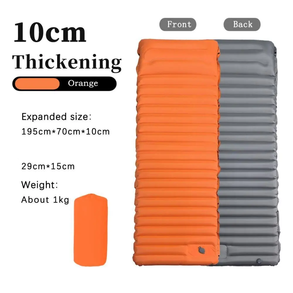 TPU Nylon Outdoor Camping Inflatable Air Mattress Hiking Backpack Mats Picnic Single Sleeping Pads For Tent Travel Thicken 10CM
