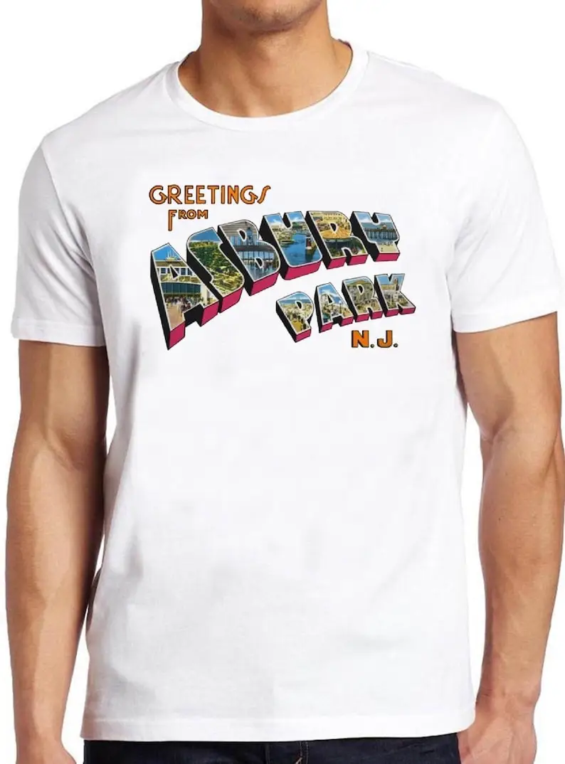 Greetings From Asbury Park NJ T Shirt B549 Classic 70s Rock Music Retro Cool Top Tee