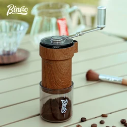 Coffee Bean Grinder Portable Wood Grain Stainless Steel Crank Hand Hand Coffee Grinder Folding Kitchen Tool Grinder with bag