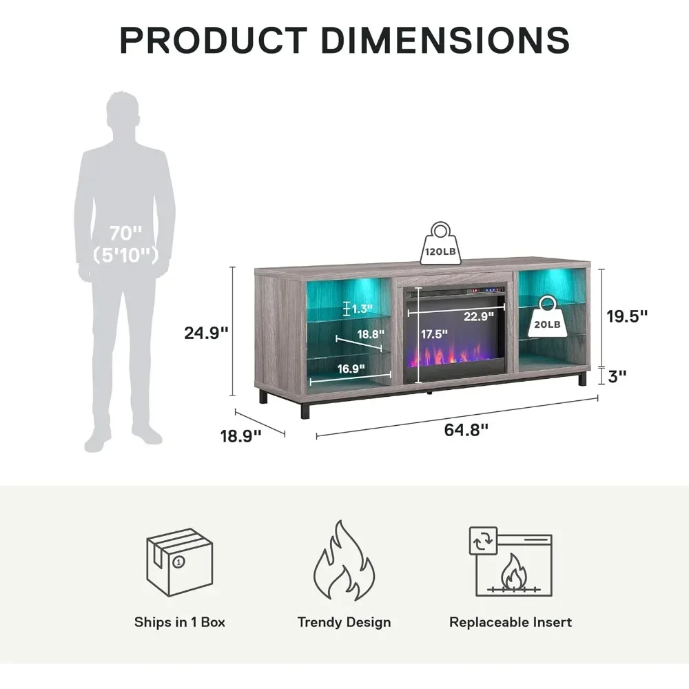 Résubdivision de la lumière LED avec télécommande et document proxy, foyer électrique, insert chauffant, console TV, support TV