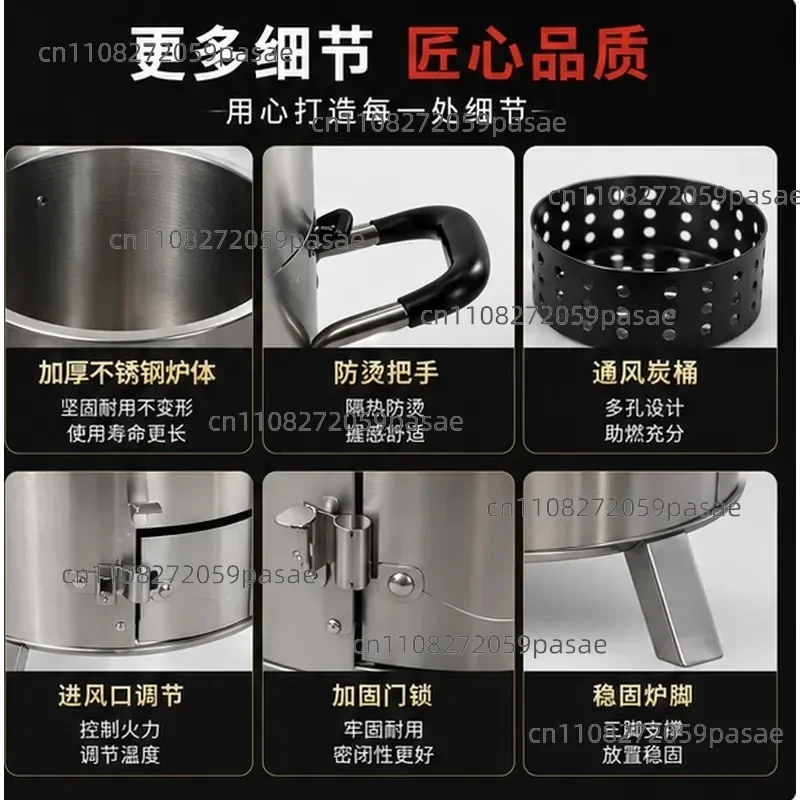 Barrel Chicken Roaster Household Commercial Swing Fire Roast Chicken Oven Kiln BBQ Barbecue Furnace New Cooking Grill