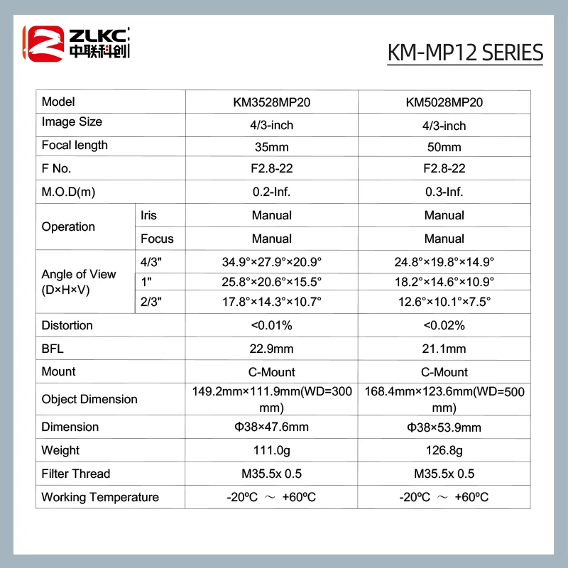 ZLKC 4/3 ''عدسة 20MP كاميرا تلفزيونات الدوائر المغلقة C جبل العدسات 12 مللي متر 16 مللي متر 25 مللي متر 35 مللي متر 50 مللي متر آلة الرؤية 4K أجهزة الاستشعار الكبيرة عدسة صناعية