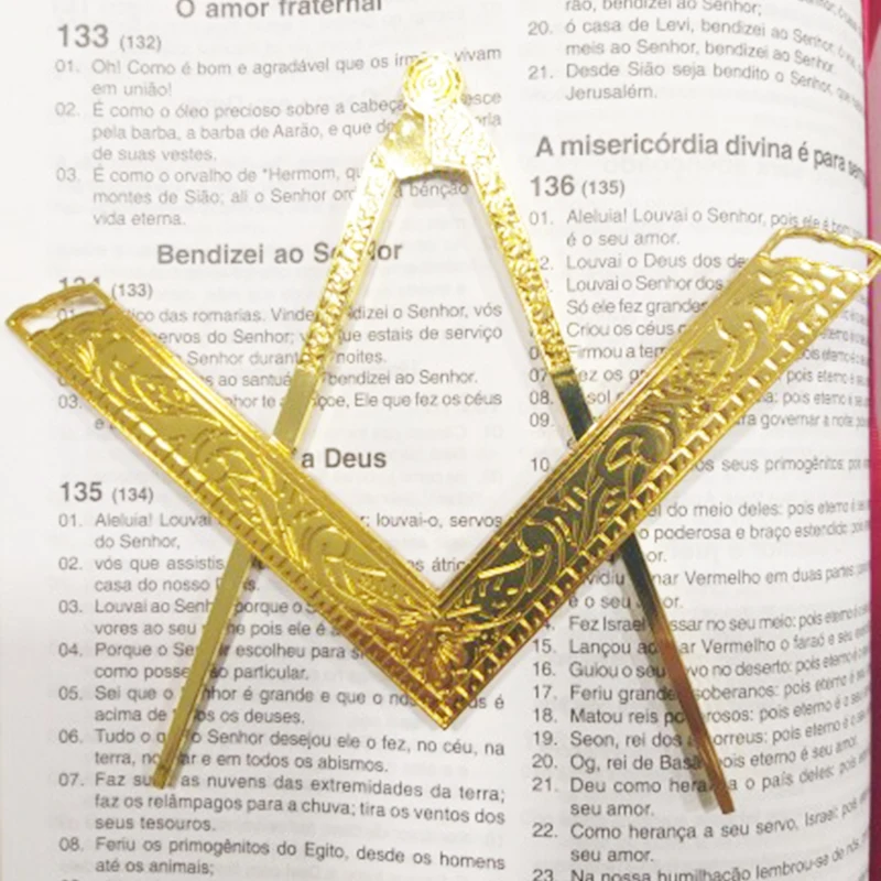 TC 2 Pcs/Set Compass and Square Masonic Etiquette Main Beautiful Lodge Tools in Gold/Silver Finely Gilt Metal Masonic Work Tools
