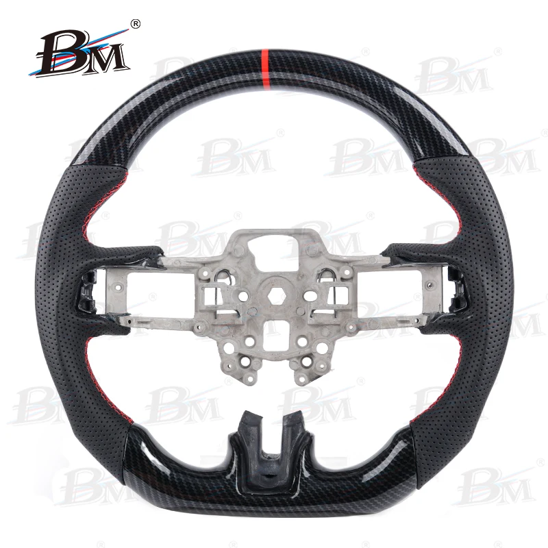 

Hydro-Dip Carbon Fiber Look With Heating Steering Wheel For Ford Mustang 2018-2022 GT350 GT500 Perforated Leather D-shape Paddle