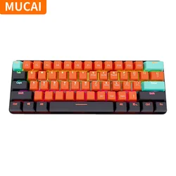 MUCAI 61 Key RGB mekanik klavye USB kablolu LED arkadan aydınlatmalı eksen oyun mekanik klavye için Mac, Android, Windows