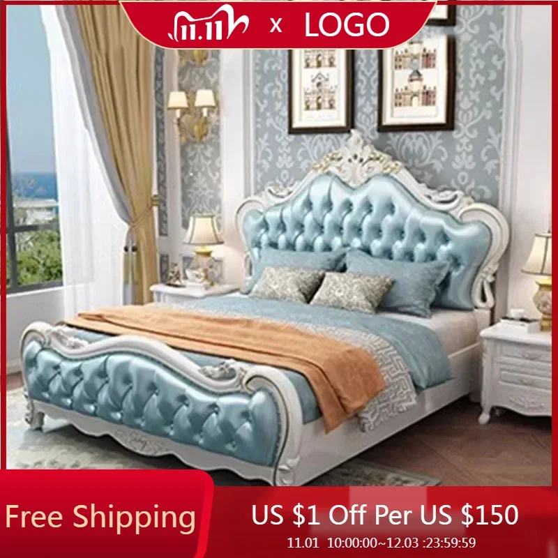 

Royal Queen Bed Double Modern Whitr King Bed Headboard Frame Double Girl Boys Sleeping Letti Matrimoniali Bedroom Furniture