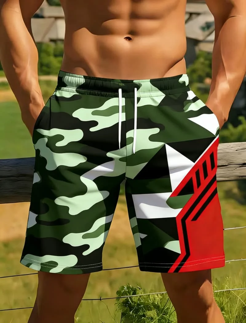 Men's Stylish Abstract Print Casual Shorts 、Summer for Daily Wear Vacation Outdoor Activities and Casual Travel