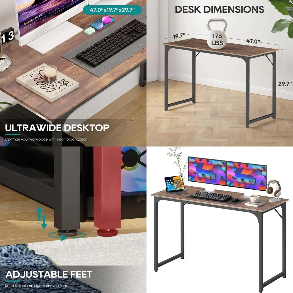 

Brown 47 Modern Home Office Desk for Study and Writing in Simple Style