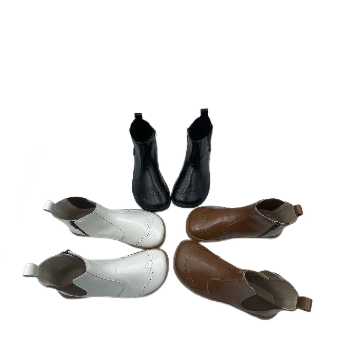 Tipsietoes Chelsea botas de cuero genuino de otoño descalzas con forro de cuero en el interior de las mujeres caja de dedos más ancha suela de caída